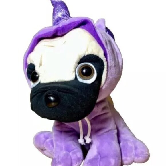 Ideal Toys Direct Plush Stuffed Animal Pug Dog Hooded Purple Pajamas HTF - Picture 6 of 8